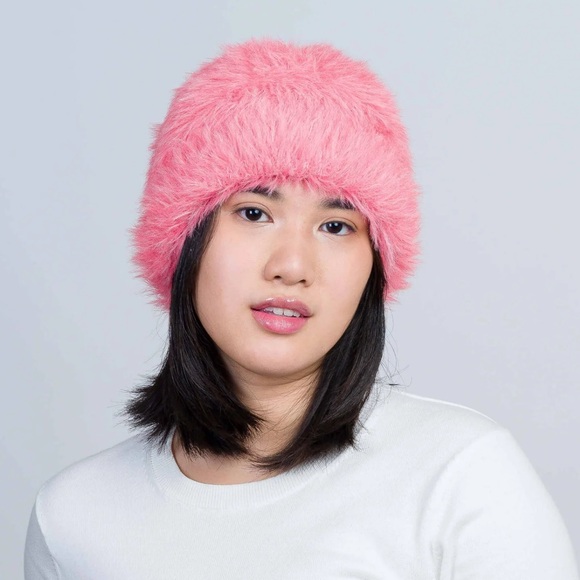 Verloop Fuzzy Faux Fur Beanie - Melon Pink - Picture 11 of 12